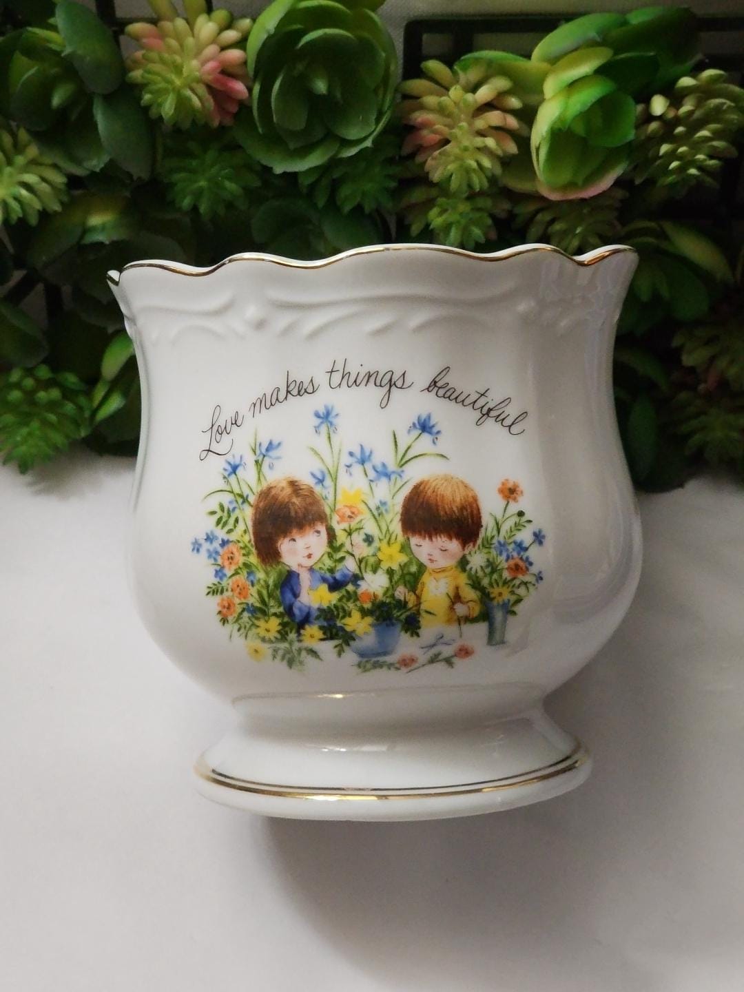 Vintage 1976 Fran Mar Moppets Porcelain Planter, Made in Japan - Etsy