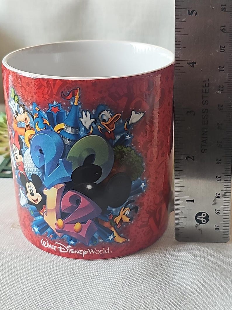 2012 Disney World Mickey and MINNIE MOUSE red ceramic Mug 12 oz. image 5