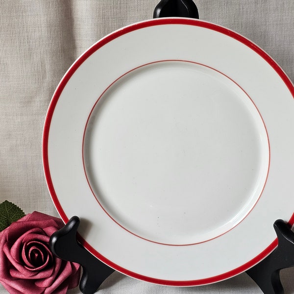 Set of 6 Block Spal Lisboa White with Red line bone china saucer salad bread dessert 7.5" plate made in Portugal