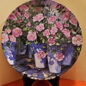 2 assiette plate en mélamine 10 po Keller Charles, roses roses, jardin fleuri, durable, légère, facile d'entretien, élégance shabby chic, décoration printanière