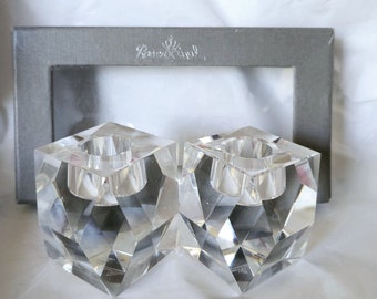 Vintage elegant Set of 2 ROSENTHAL REGENCY CRYSTAL cut glass faceted Candlestick tapered candle holder collectible decor signature gift box