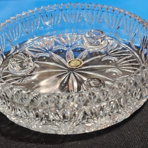 Vintage Princess House round Lead Crystal Glass 3 Lite Taper Candle Holder Centerpiece wedding anniversary Christmas Holiday party