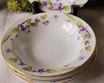 Set 4 Noritake Nancy Retired Pattern 5163 Violet Flowers