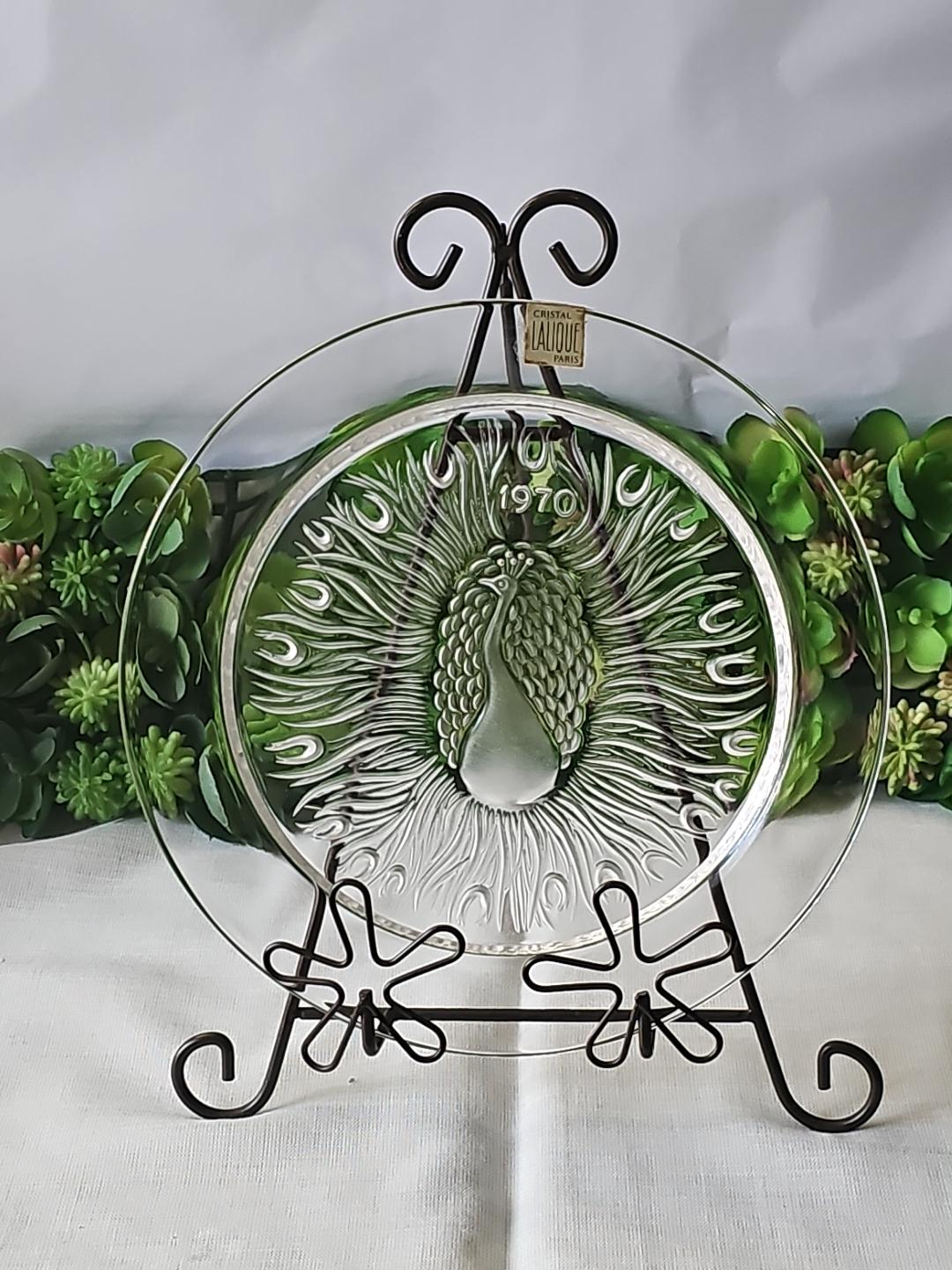 ラリック カケス（鳥） クリスタルガラス イヤープレート フランス アンティーク ラリック カケス（鳥） クリスタルガラス イヤープレート フランス