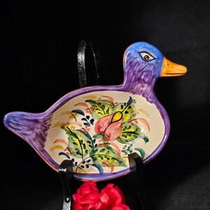 Hand-painted Duck POLIDO pottery Made in Portugal soap dish trinket or candy bowl decor figurine