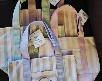 New Trader Joe's Pastel Stripes Ltd. Edition 2026 Summer tote bag with Embroidered Logo