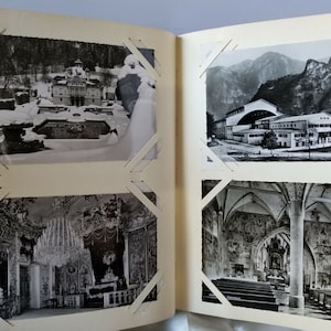 Álbum de Colección 80 POSTALES de viaje 1950-1960 grannycore fotografías antiguas en color de lugares de interés y castillos, museos de Europa, Alemania, Ginebra