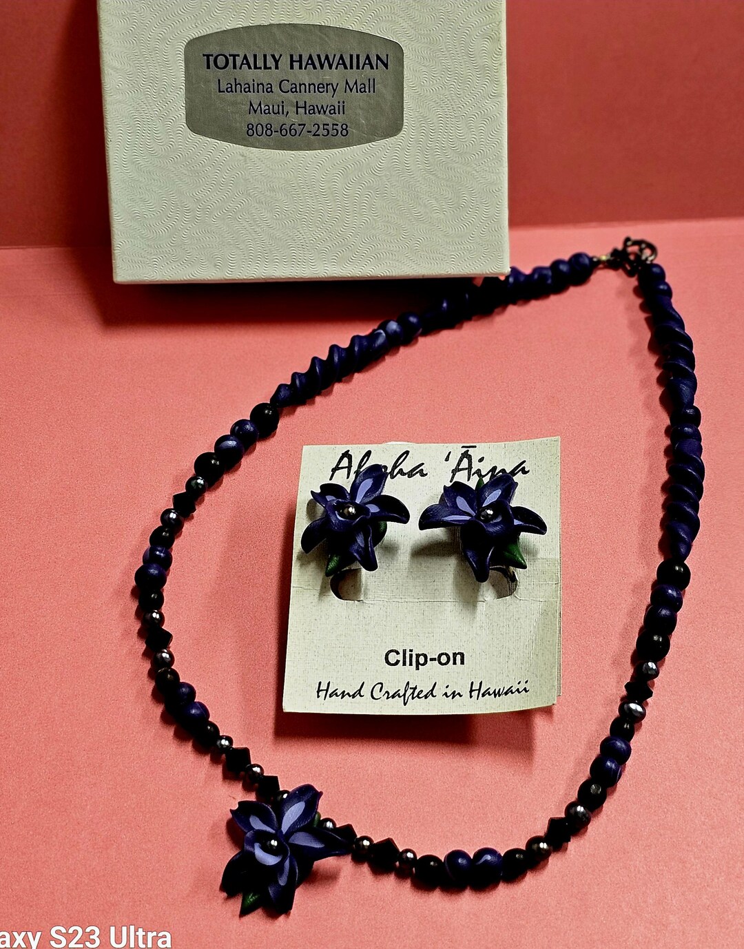 Lahaina Hawaii Handcrafted Purple Orchid Pendant Freshwater Pearl