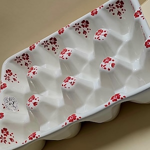 Vintage FARVAL Portugal Ceramic Egg tray / Deviled Egg Plate
