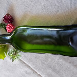 Handcrafted Recycled Green Glass Wine Bottle Cheese olives Cracker Server Decorative charcuterie Tray