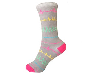 Heart Beat Socks | Cardiac Rhythm Socks | Heart Rhythm Socks | Pink Nurse Socks | Cardiac Nurse Socks | Nurse Apparel