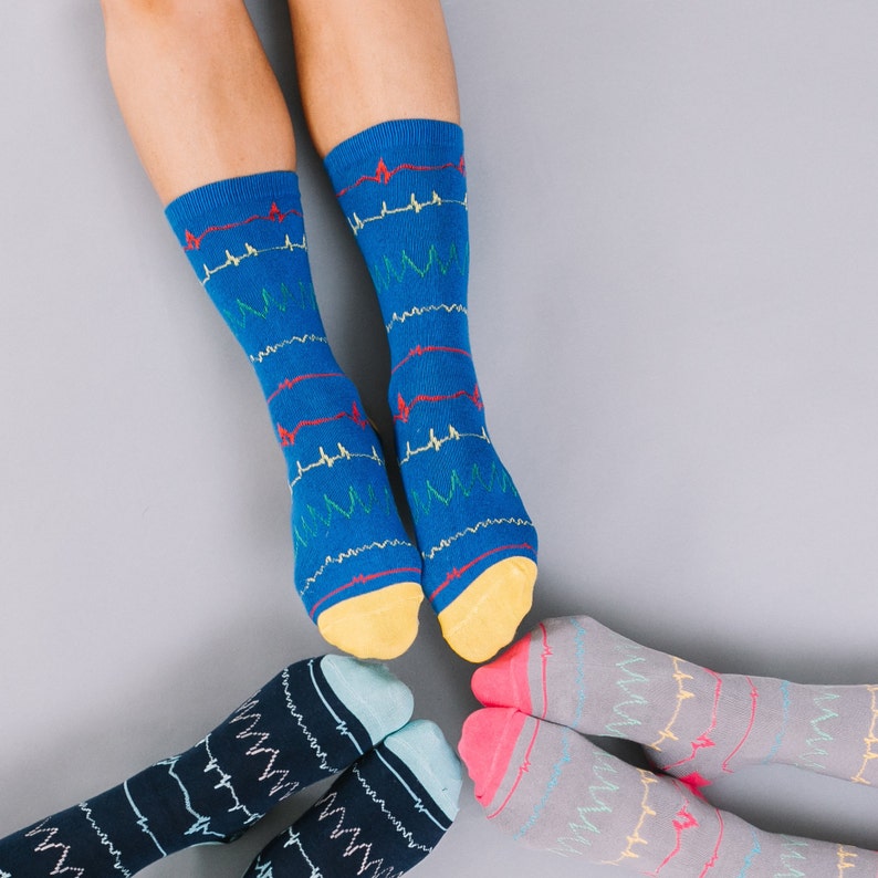 Rainbow Heart Beat Socks Cardiac Rhythm Socks Heart Rhythm Etsy