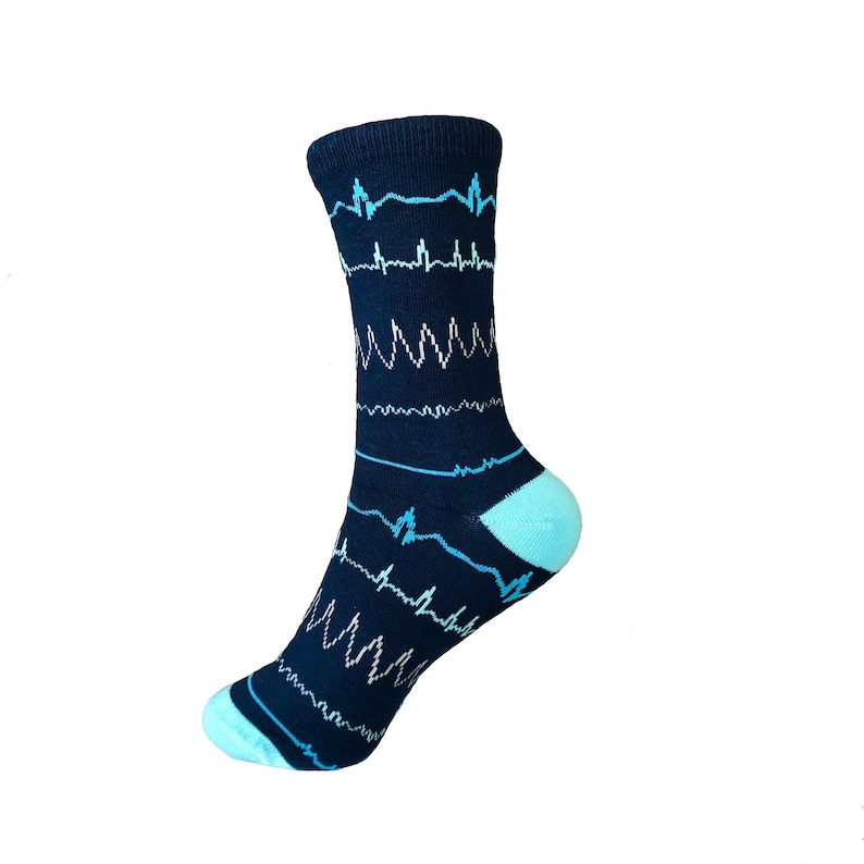 Navy Unisex Heart Beat Socks Cardiac Rhythm Socks Heart Etsy