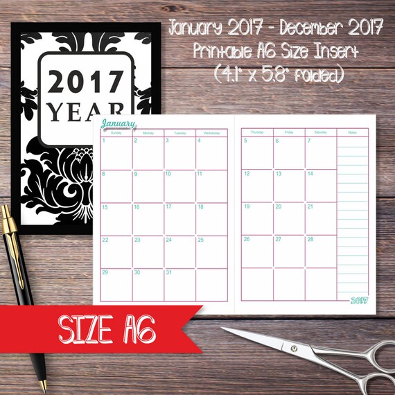 12 month calendar a6