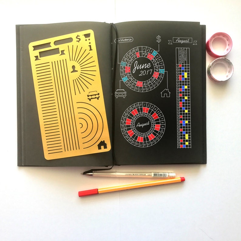Bullet Journal Stencil Monthy Tracker Stencil Calendar Wheel Etsy