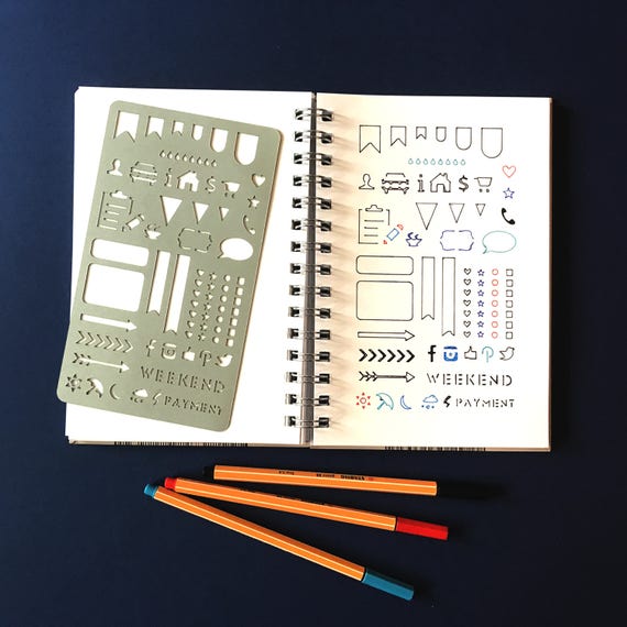 planner stencil bullet journal stencil icons stencil bullet etsy