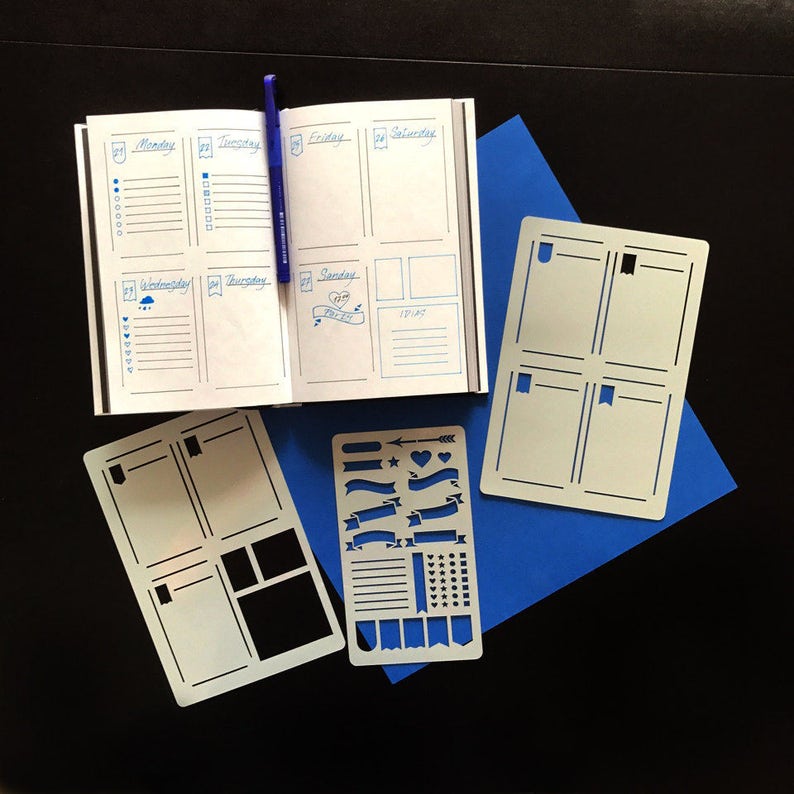Set mit 3 Schablonen Bullet Journal Schablone | Etsy