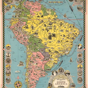 1942 Moore-McCormack Lines Mapa pictórico de América del Sur