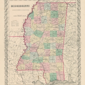 1856 Map of Mississippi