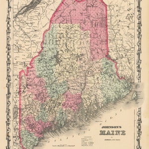 1862 Johnson&#39;s Map of Maine