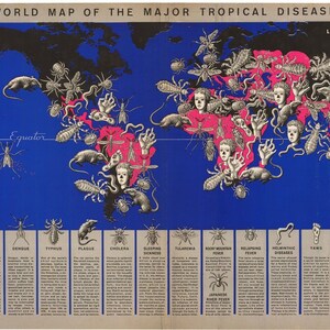 Carte mondiale des principales maladies tropicales, 1944
