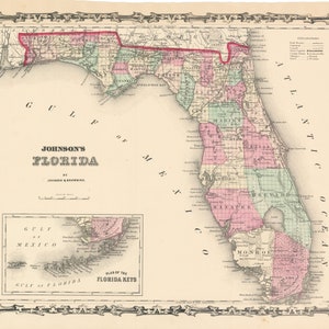 1861 Johnson's Florida | Plan van de Florida Keys