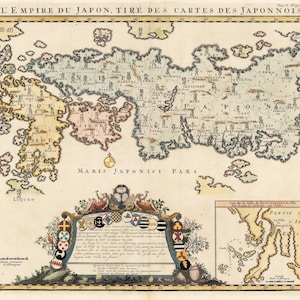 1719 L'Empire du Japon, tire des cartes des Japonnois / mapa do Japão