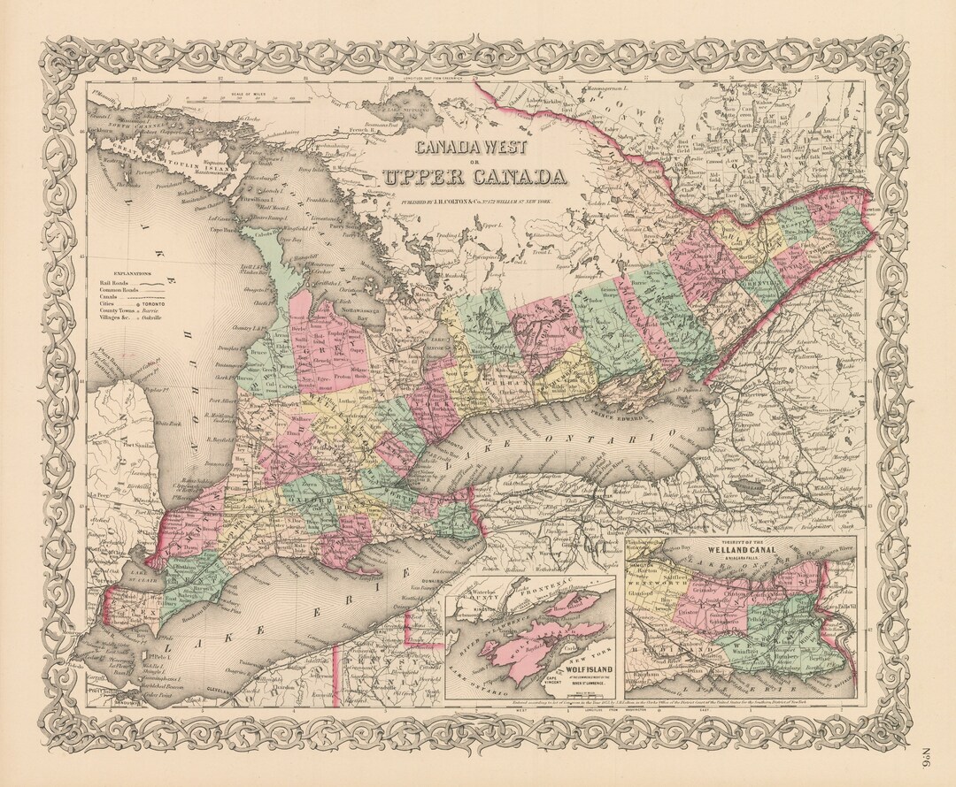 1856 Map of Canada West or Upper Canada Etsy