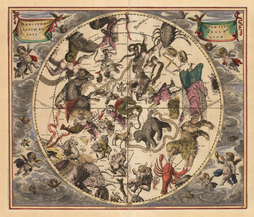 Celestial Chart Depicting Constellations of the Northern Sky...1661/ ...