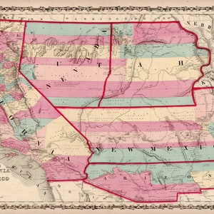1862 Californie de Johnson, Territoires du Nouveau-Mexique et de l’Utah