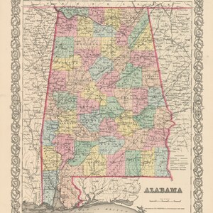 1856 Karte von Alabama