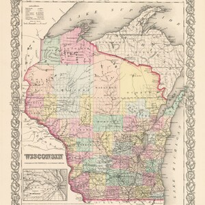 1856 Map of Wisconsin