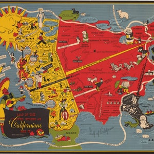 Mapa dos Estados Unidos como os californianos o veem