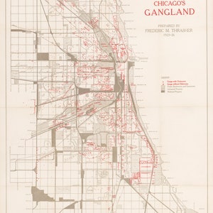Vintage Karte von Chicago's Gangland 1927
