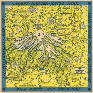 1940 Um mapa histérico do Parque Nacional Mount Rainier