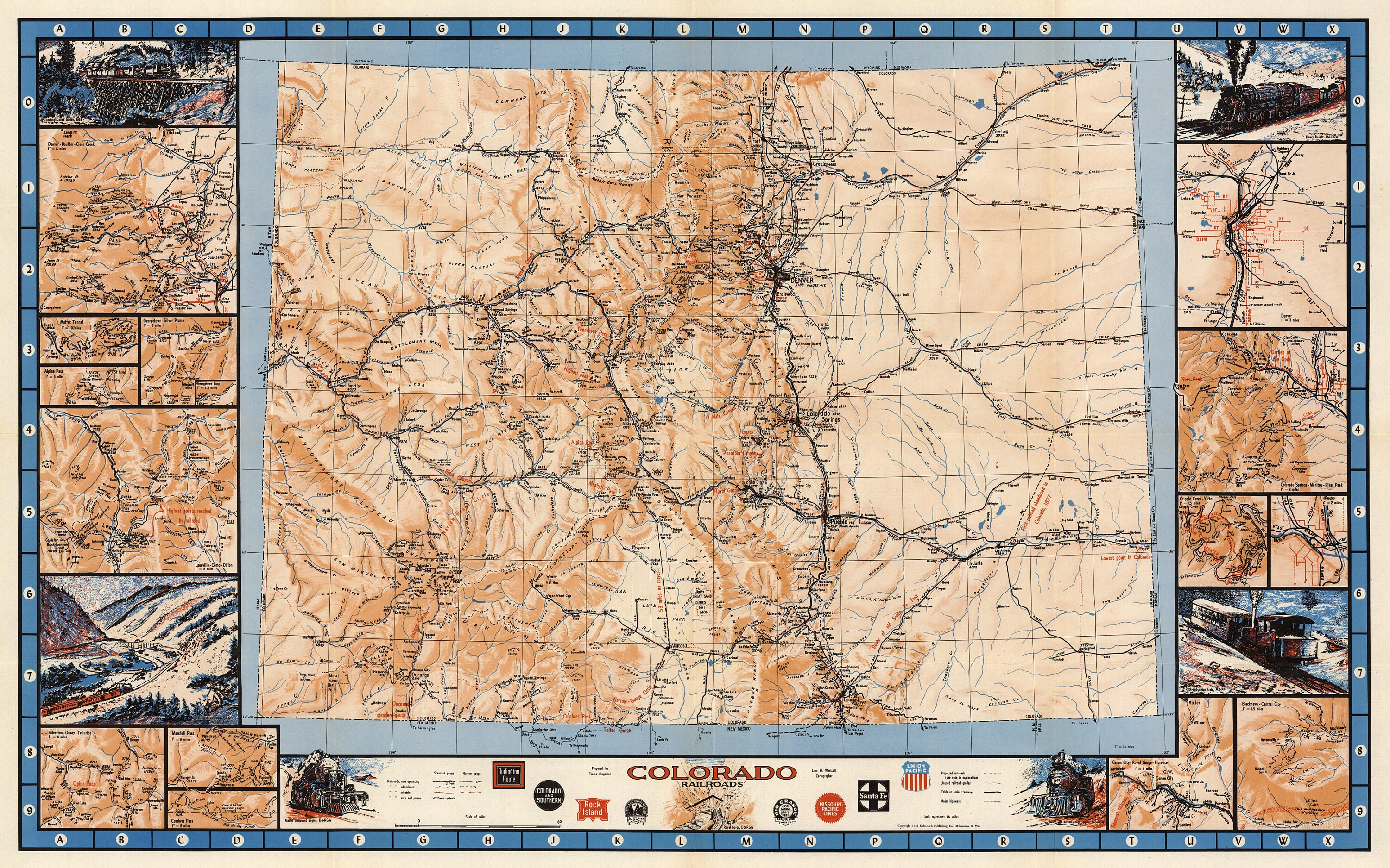 Vintage Map of Colorado Railroads, 1943