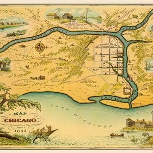 Carte de Chicago incorporée en tant que ville le 5 août 1833