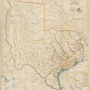 Map of Texas as a Republic from 1841
