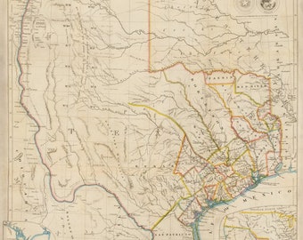 Map of Texas as a Republic from 1841