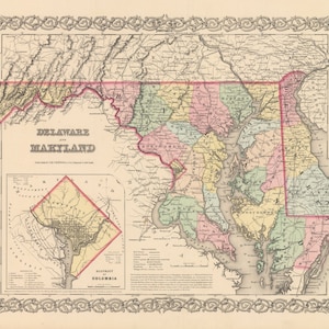 1856 Map of Delaware and Maryland