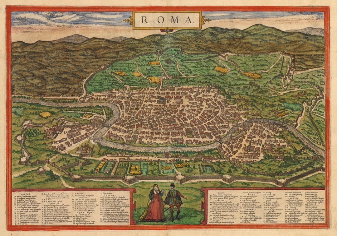 Mapa antiguo de Roma / 1574 Roma - Etsy España