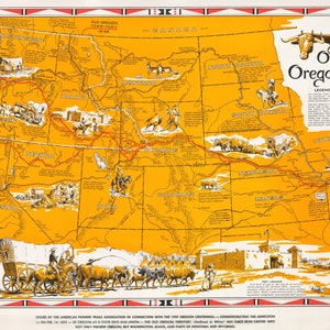 Alter Oregon Trail, Landkarte des alten Westens, historische Karte