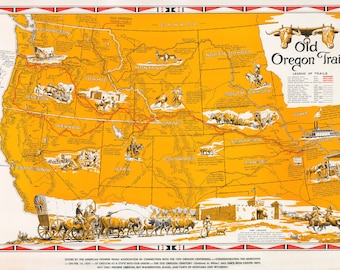 Old Oregon Trail, map of the old west, historical map