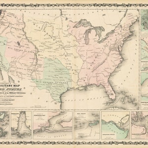1861 Johnson's New Military Map of the United States...