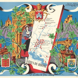 Vintage Weinreise Poster von Frankreich / Cotes du Rhone