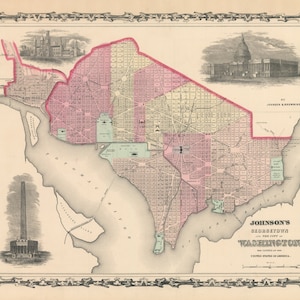 1861 Johnson es Georgetown und die Stadt Washington das Kapitol der Vereinigten Staaten von Amerika
