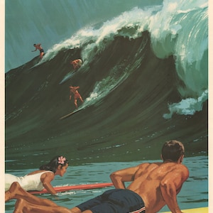 Vintage Poster, Hawaii: Big Wave Surfing