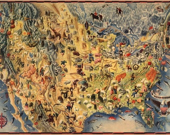 1942 The United States of America, fine print reproduction