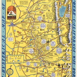 1948 Een hysterische kaart van de Moeder Lode I California Gold Country
