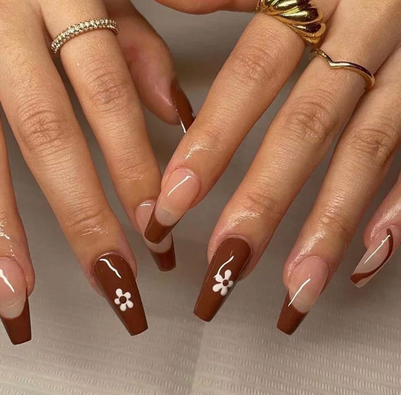 Red Brown Nails - Etsy